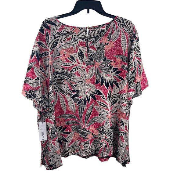 Liz Claiborne Tropical Hawaiian Blouse 3X Vacation Slimming Lightweight - Picture 4 of 9